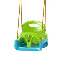 Outsunny Baloiço Infantil 3 em 1 com Cordas Ajustáveis, Encosto Removível, Barra em T e Cinto de Segurança Verde Escuro(m-11)