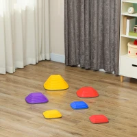 AIYAPLAY Balansstapstenen voor Kinderen, 6 Delig, Antislip, Obstakelstenen voor Motorische Ontwikkeling, Kunststof, Kleurrijk(m-9)