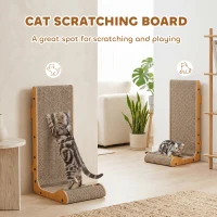 PawHut Cat Scratching Board Wall Mounted Cat Scratcher Corrugated 3 Toy Balls 39 x 23.5 x 57.5 cm Brown(m-4)