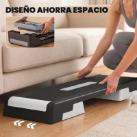 SPORTNOW Step de Aeróbic Step para Fitness con Altura Ajustable de 15/20/25 cm Carga 250 kg para Casa Gimnasio Negro(m-7)