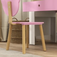 AIYAPLAY Escritorio Infantil con Silla en Forma de Osito con Cajón para Leer y Estudiar Mesa 80x41x74,5 cm y Silla 32,5x38x59 cm(m-4)