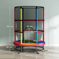 HOMCOM Trambulină pentru Copii 3-6 Ani cu Plasă de Siguranță, fără Arcuri, Ø160x190 cm, Multicoloră(m-3)