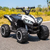 HOMCOM 12V Ride-On Quad Bike w/ Music, Horn, for Ages 3-5 Years - White(m-9)