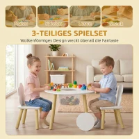 AIYAPLAY Kindertisch mit Stühlen und Aufbewahrung, 3-teiliges Kinder-Möbelset in Weiß und Natur für Spielzimmer und Kinderzimmer(m-4)