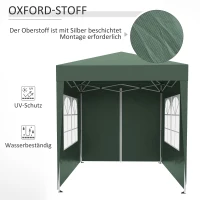 Outsunny Opvouwbare paviljoen, biertent, 4 afneembare zijwanden, 2 ramen, metalen frame, 2 x 2m, Donkergroen(m-6)