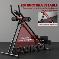 SPORTNOW Máquina Abdominales Plegable con Monitor LCD para Entrenamiento de Cuerpo Completo en Casa Rojo y Negro(m-5)