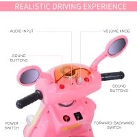 HOMCOM Kids Electric Ride On Toy Car 6V Electric Motorbike with Chargeable Battery Headlight and Music for 3-5 Years - Pink(m-5)