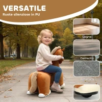 AIYAPLAY Cavallo Elettrico per Bambini con Pedali, Rotelle e Suoni, in Peluche e Metallo, 74x34x51 cm, Marrone(m-5)