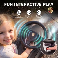 AIYAPLAY Ride on Car, Porsche Licensed Toddler Push Car with Horn, Headlights, Sound and Steering Wheel for 18-36 Months, Matte Black(m-5)