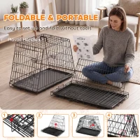 PawHut 30"(76 cm) Car Dog Crate Collapsible Slanted Travel Small Dog Cage with Tray & Handle 76L x 48W x 53H cm(m-6)