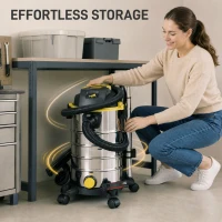 HOMCOM 1400W Vacuum Cleaner, 3-in-1 Wet and Dry Vacuum Cleaner with Blowing Mode and 30L Stainless Steel Tank, Yellow(m-7)