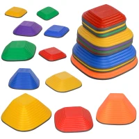 AIYAPLAY Balance-Trittsteine für Kinder, 11 Teile, Rutschfest, Hindernislauf-Steine, für Motorik-Förderung, Kunststoff, Bunt(m-1)