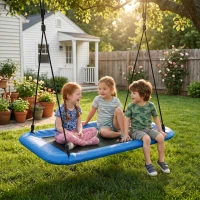 AIYAPLAY Nest Swing with Adjustable Ropes and Tree Straps, Basket Swing for Kids, 300KG Capacity for Indoor Outdoor, Blue(m-10)