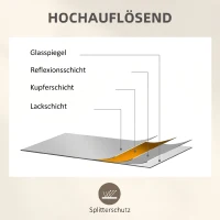 HOMCOM Wandspiegel met metalen frame en zwarte lijnen, meerlaags glas, 50B x 2D x 110H cm(m-6)