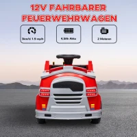 AIYAPLAY Elektrische Kinderauto 12V met Claxon, Muziek, Sirene, Zwaailicht, Voertuig met Koplampen, Zachte Start, Brandweerauto voor 3-5 jaar, 3 km/u, Rood(m-7)