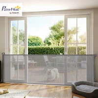 PawHut Retractable Dog Gate, Extends to 300 cm Wide & 104 cm Tall, Mesh Pet Gate Single Hand Operation, for Stairs Doorways(m-10)