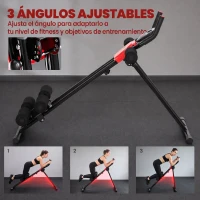SPORTNOW Máquina Abdominales Plegable con Monitor LCD para Entrenamiento de Cuerpo Completo en Casa Rojo y Negro(m-4)
