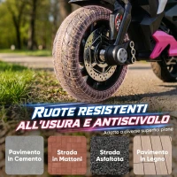 HOMCOM Moto Elettrica per Bambini 37-60 Mesi con Pedale, Fari, Musica e Clacson, 3 km/h Mini Moto, Max 25kg, Rosa(m-6)