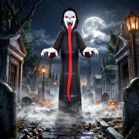 Outsunny Opblaasbaar Halloween-skelet 310 cm met geïntegreerde ledverlichting, griezeldecoratie voor binnen en buiten(m-5)