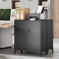 HOMCOM Metalen kantoorkast met afsluitbare deuren, 2-laags ontwerp, zwart(m-9)
