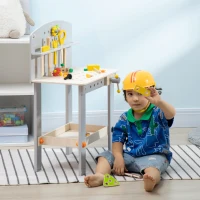 HOMCOM Etabli et outils pour enfant - jeu d'imitation bricolage - nombreux accessoires 31 pièces - MDF gris bois pin(m-2)