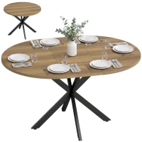 HOMCOM Uitschuifbare eettafel voor 4-6 personen, keukentafel in industriële look met X-vormig onderstel, bruine houtlook(m-15)