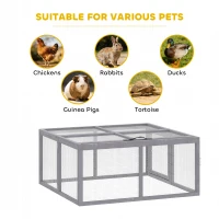 PawHut Rabbit Hutch Outdoor, Foldable Guinea Pig House with Openable Top, for 3 Bunnies, Ducks, Chickens, 110 x 105 x 50 cm(m-8)