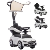 AIYAPLAY Correpasillos Bebés 3 en 1 Mercedes-Benz con Barra de Empuje Capota Barandilla de Seguridad Música 12-36 Meses Blanco(m-1)