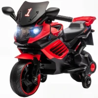 AIYAPLAY Motocicletă Electrică pentru Copii 18-36 luni, 6V, cu Roți Detașabile, Faruri și Melodii, Roșu(m-12)