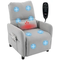 HOMCOM Fauteuil Inclinable de Massage par Vibration et Chauffage, Fauteuil de Relaxation en Tissu Éponge Bouclé, Gris(m-17)