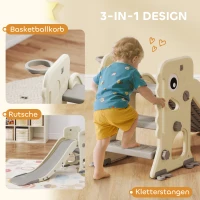 AIYAPLAY 3-in-1-kinderglijbaan met klimrek, basketbalring en bal, opvouwbare indoor-peuterglijbaan voor kinderen 2–5 jaar(m-5)
