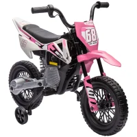 AIYAPLAY Moto électrique pour enfant moto cross pour enfants de 3 à 6 ans 2 moteurs 12V vitesse 5 km/h 109,5x60x72,5cm rose(m-1)
