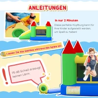 HOMCOM Springkasteel met Glijbaan en Veiligheidsnet, tot 100 kg, 3-10 jaar, 300x180x160cm(m-7)