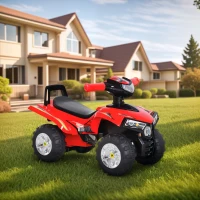 HOMCOM Quad Giocattolo per Bambini con Clacson, Musica e Luci, 60x38x42 cm, in PP Rosso(m-2)