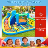 AIYAPLAY Castillo Hinchable Acuático 8 en 1 con Soplador 550W Tobogán Trampolín Escalada Piscinas Canasta Lanzamiento de Aros(m-9)