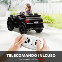 HOMCOM Macchina Elettrica per Bambini 3-6 Anni con Telecomando, Luci LED e Clacson, in PP e Metallo, 110x68x52 cm, Nero(m-5)