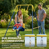 AIYAPLAY Struttura per Altalena da Giardino con 2 Ganci, in Acciaio, 128x155x157 cm, Giallo e Blu(m-5)