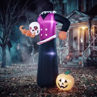 Outsunny 6 FT Halloween Inflatable Headless Skeleton, Blow Up Halloween Skeleton Decoration with LED Lights for Indoor Outdoor(m-13)