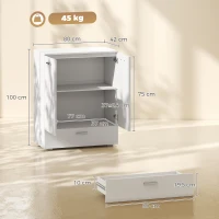 HOMCOM Aparador moderno, armário de armazenamento independente com gaveta e prateleira ajustável, Branco(m-3)