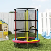 HOMCOM Cama Elástica Infantil Ø160 cm Trampolín para Niños de 3-6 Años con Red de Seguridad Patas en Forma de L Multicolor(m-10)