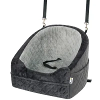 PawHut Dog Car Seat, Detachable Washable Dog Booster Seat with Thick Cushion, Seat Belt, Pockets for Small Under 10kg, Grey(m-15)