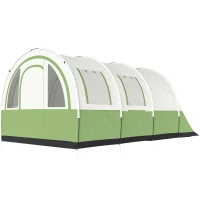 Outsunny Three Man Duo Room Tunnel Tent, with Accessories - Cream/Green(m-15)