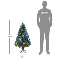 HOMCOM 4FT Green Fibre Optic Artificial Christmas Tree Xmas Colourful LED Scattered Tree with Snowflakes Ornaments Fireproofing(m-3)