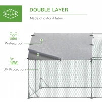 PawHut Walk In Chicken Run Galvanised Chicken Coop Hen Poultry House Cage Pet Playpen Garden with Water-Resist Covers(m-4)