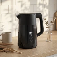 HOMCOM Electric Kettle, 1.7L Fast Boil 3kW Water Kettle with UK Strix Thermostat, LED Display, Keep Warm Function, Black(m-10)