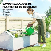 Outsunny Mini Serre de Jardin à Toit Pointu, Fenêtre avec Moustiquaire Intégrée, Métal Thermolaqué, 180 x 90 x 70 cm, Blanc(m-7)