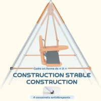 Outsunny Balançoire portique pour enfants de 6 à 36 mois capacité de charge de 25 Kg en acier hauteur 122 cm orange(m-6)