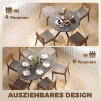 HOMCOM Ausziehbarer Esstisch für 4–6 Personen, Küchentisch in Industrie-Optik mit Spinnenbein, Schwarz(m-4)