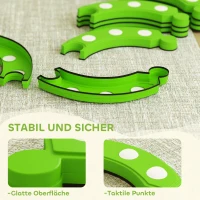 AIYAPLAY Balancebalk, 6 gebogen segmenten, sensorische verhogingen, 50 kg draagvermogen, Groen(m-5)