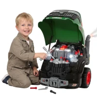 AIYAPLAY Kindermotorspeelgoed, 60-delige autoreparatieset met afneembare onderdelen, licht, nevel, geluiden en stuur(m-15)
